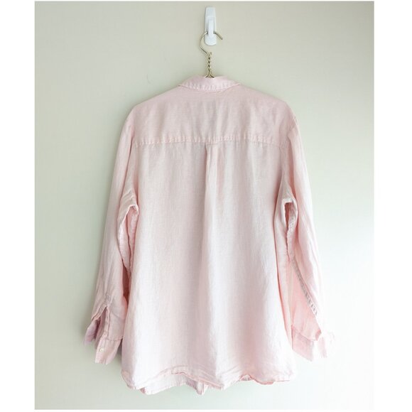 GAP Linen Boyfriend Shirt in Light Shell Pink - Picture 3 of 8